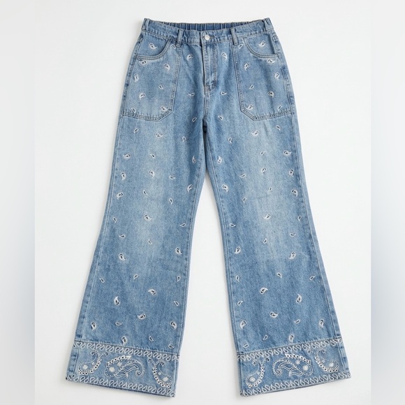 🌟 NWT Oli & Hali Paisley Embroidered Straight Leg Jeans Size XL 🌟 - Picture 4 of 5